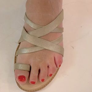Via Spiga Strappy Silver Metallic Sandals